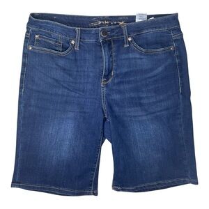 Seven7 Sunset Bermuda Denim Shorts Mid Rise Stretch Size 12